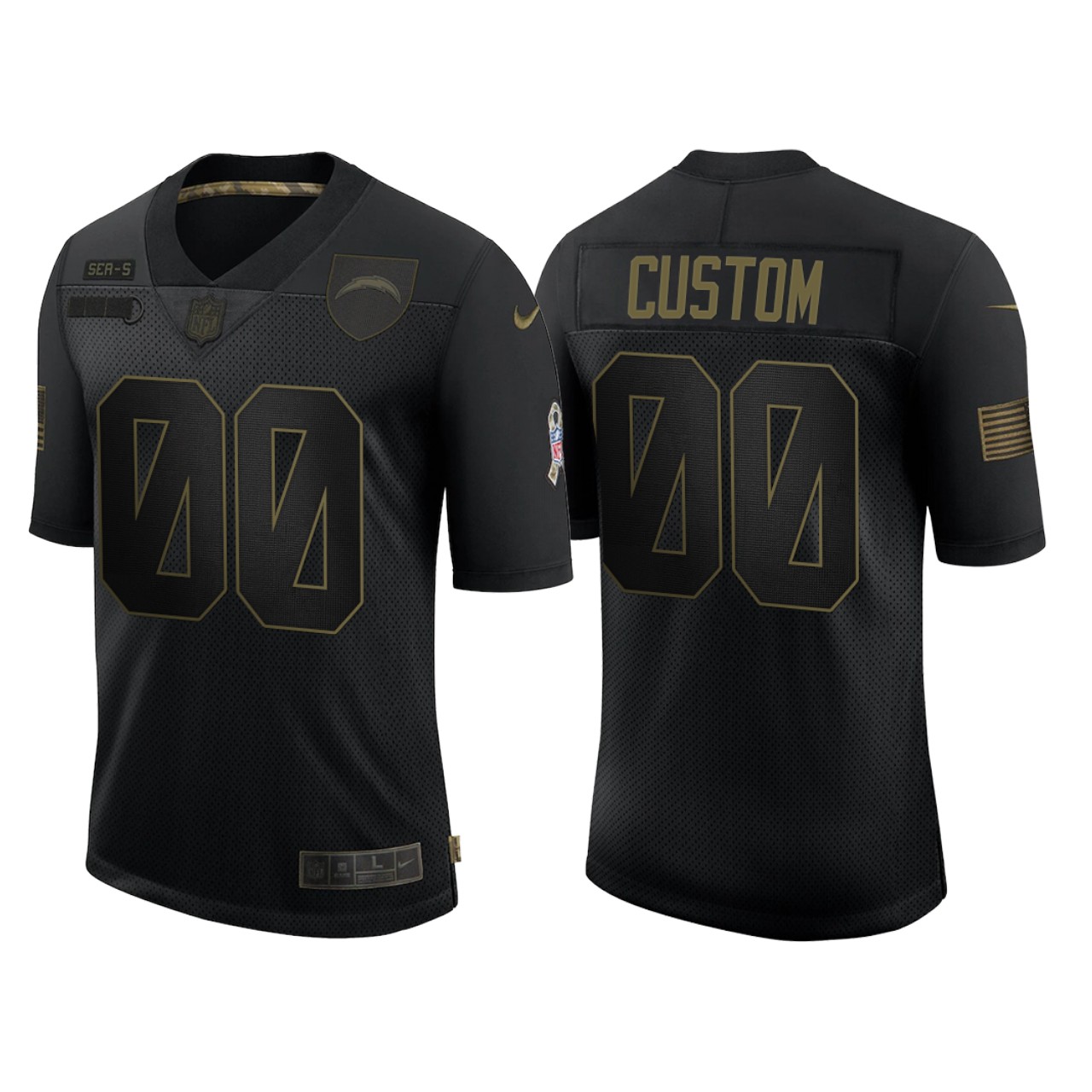 Men's Los Angeles Chargers Customized 2020 Black Salute To Service Limited Stitched Jersey